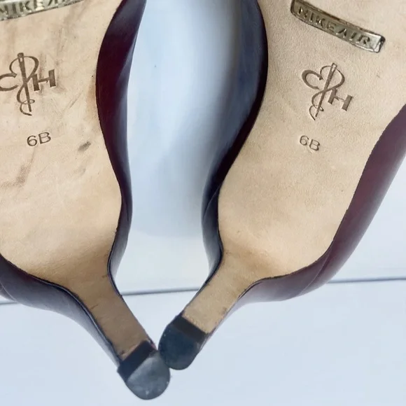 Cole Haan Dark Burgundy Victorian Leather Heels Size 6 - Picture 13 of 14